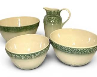 Longaberger Pottery Mixing Bowls Pitcher