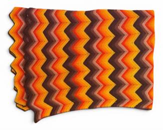 Vintage Crochet Afghan Throw Blanket Brown, Orange, Yellow ZigZag Pattern