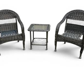 Wicker Chair Glass Side Table