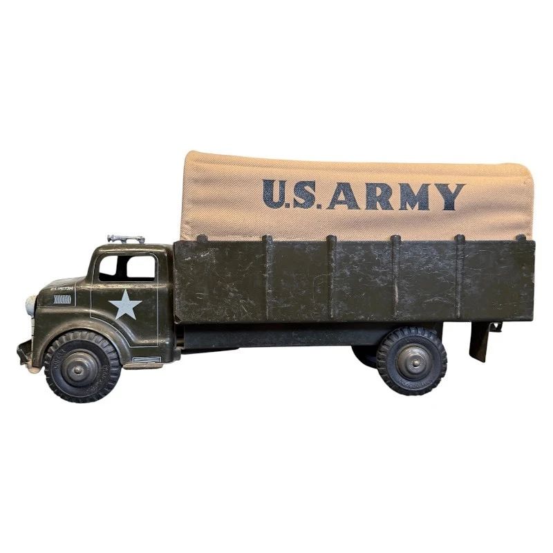 Marx Military Army Transport Truck w/ Soldiers & Canvas Canopy – Near Mint 17"