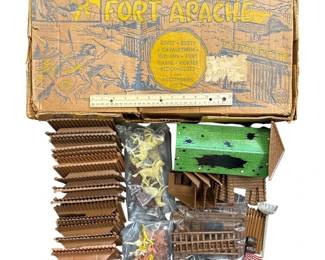 Vintage Marx Rin Tin Tin Playset with Original Box – Approximately 85% Complete