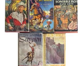 Collection of Vintage Western Books with Dust Jackets – Roy Rogers, Zane Grey & Will James