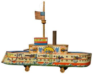 USS Oregon Tin Battleship with Wooden Hull Core – Circa 1890–1910