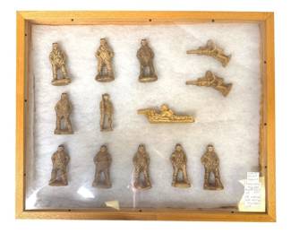 Rare Wartime Composite Soldier Figure Collection with Display Case