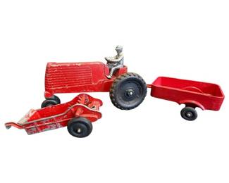 Ertl Cast Aluminum Farm Tractor with Wagon & Implement Set