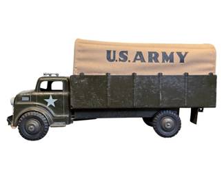 Marx Military Army Transport Truck w/ Soldiers & Canvas Canopy – Near Mint 17"