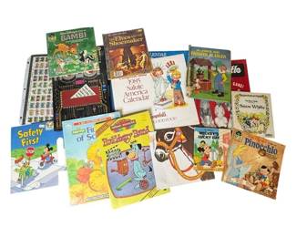 Vintage Children's Book Collection Featuring Bambi, Pinocchio, Snow White, Mickey Mouse & Sesame Street