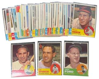1963 Topps Baseball Partial Set Collection – 55 Cards Including Berra, Ford, Robinson & More