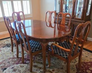 Wood Dining Table with Upholstered Chairs