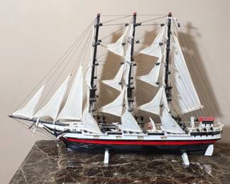 Wood Ship Model With Sails