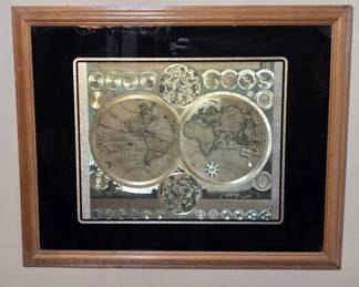 Framed Map Artwork with Wood Frame