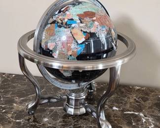 Rotating Globe with Inlaid Shell Details