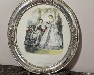 La Mode Illustrée Print in Oval Frame