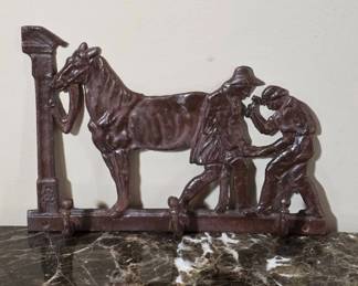 Cast Iron Equestrian Scene Wall Hook