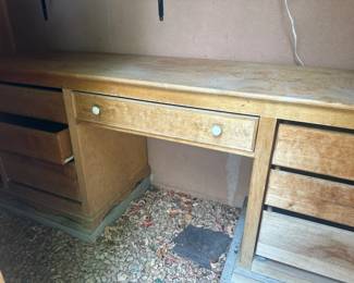 Desk in outdoor storage