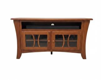 Solid Cherry Wood Media Console with Glass Doors