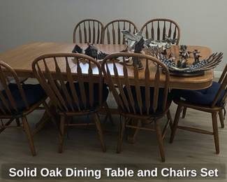 Solid Oak Dining Table and Chairs Set