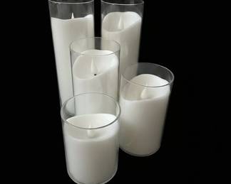 Set of LED Flameless Candles in Glass Cylinders