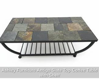 Ashley Furniture Antigo Slate Top Coffee Table with Shelf