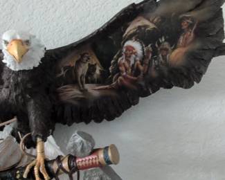 Native American Eagle Wall Decor with Painted Scenes second image