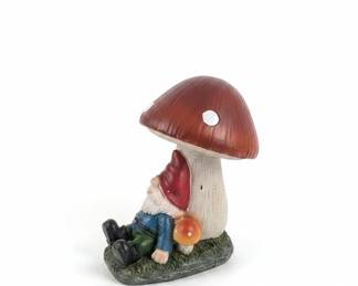 Garden Gnome and Mushroom Figurine