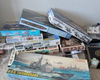 Collection of Plastic Model Ship and Aircraft Kits