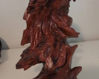 Carved Wood Look Resin Eagle Bust Sculpture