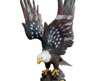 Patriotic Eagle Statue with American Flag Wings