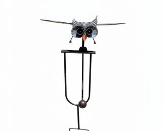 Kinetic Metal Owl Garden Stake