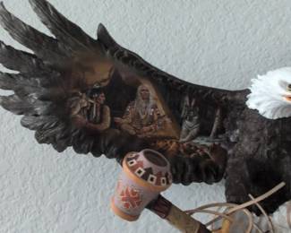 Native American Eagle Wall Decor with Painted Scenes third image