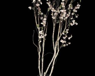 Artificial Cherry Blossom Tree with Birchlike Branches in Black Planter