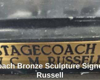 Stagecoach Bronze Sculpture Signed C. M. Russell sixth image