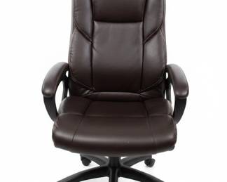 Brown Faux Leather Executive Office Chair with Visible Wear