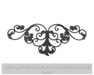Wrought Iron Scroll and Leaf Pediment Wall Decor