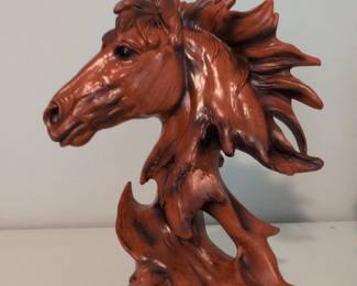 Wooden Look Resin Horse Head Sculpture