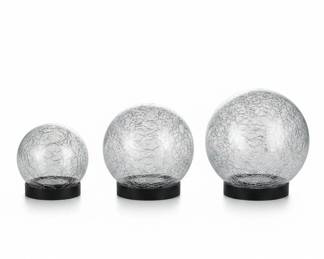 Set of Crackle Glass Solar Garden Orbs