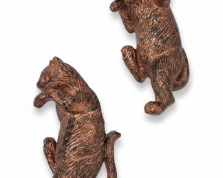 Vintage CopperPlated Climbing Cat Figurines Set of 