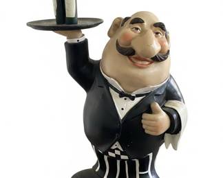 Fat Butler Figurine Holding Wine Bottles