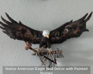 Native American Eagle Wall Decor with Painted Scenes