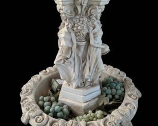 Classical Style Figural Pedestal Bird Bath with Grapes