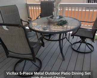 Vicllax Piece Metal Outdoor Patio Dining Set with Swivel Chairs