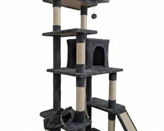 MultiLevel Cat Tree with Condo and Ramp and Litter Box Enclosure