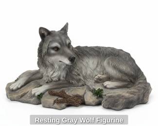 Resting Gray Wolf Figurine