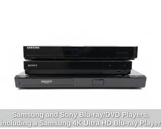Samsung and Sony Bluray or DVD Players, including a Samsung K Ultra HD Bluray Player