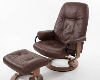 Ekornes Stressless Consul Leather Recliner and Ottoman