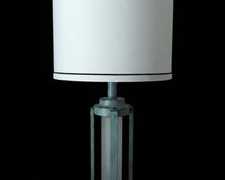 Distressed Aqua Lantern Table Lamp with USB Ports