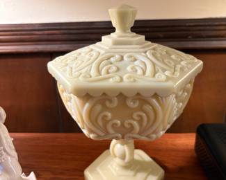 Rare Cream colored milk glass covered dish by Imperial Glass