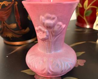 Van Briggle Vase.  The color is actually a deep burgundy.  the lighting caused this particular color