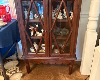 Curio Wood Cabinet or bookcase with scalloped apron.