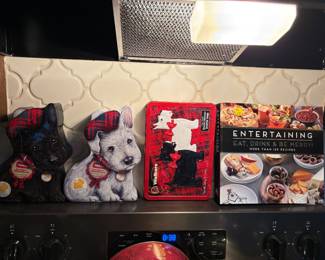 Adorable Scottie tins, Entertaining Cookbook